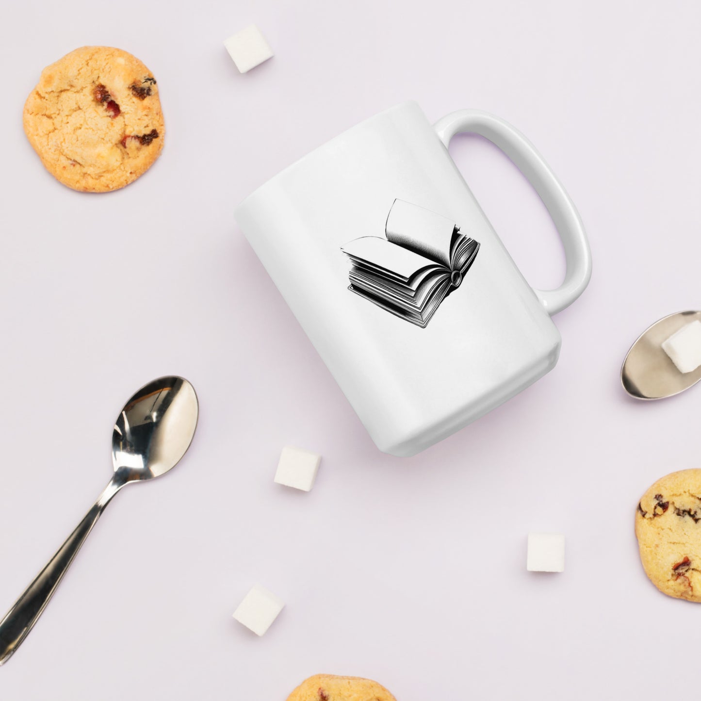 White glossy "Read more" mug
