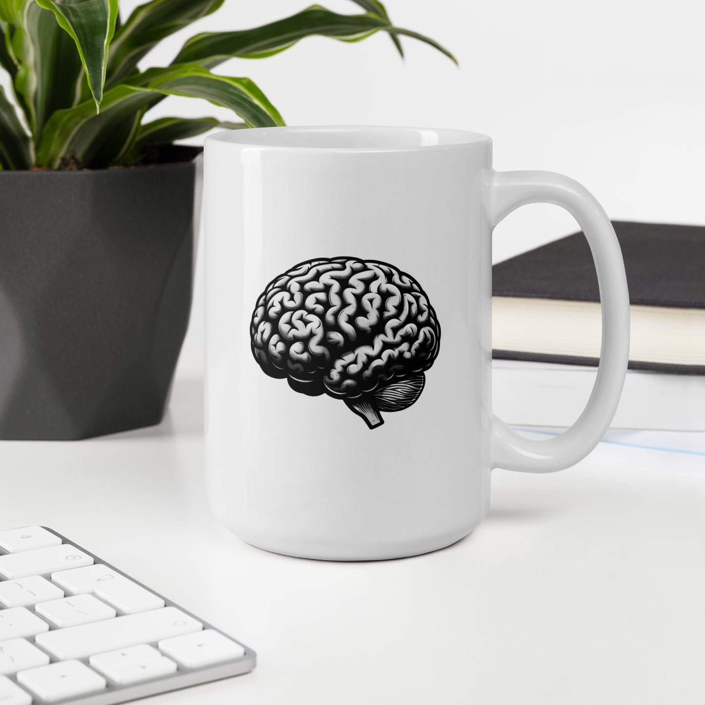 White glossy "Think More" mug