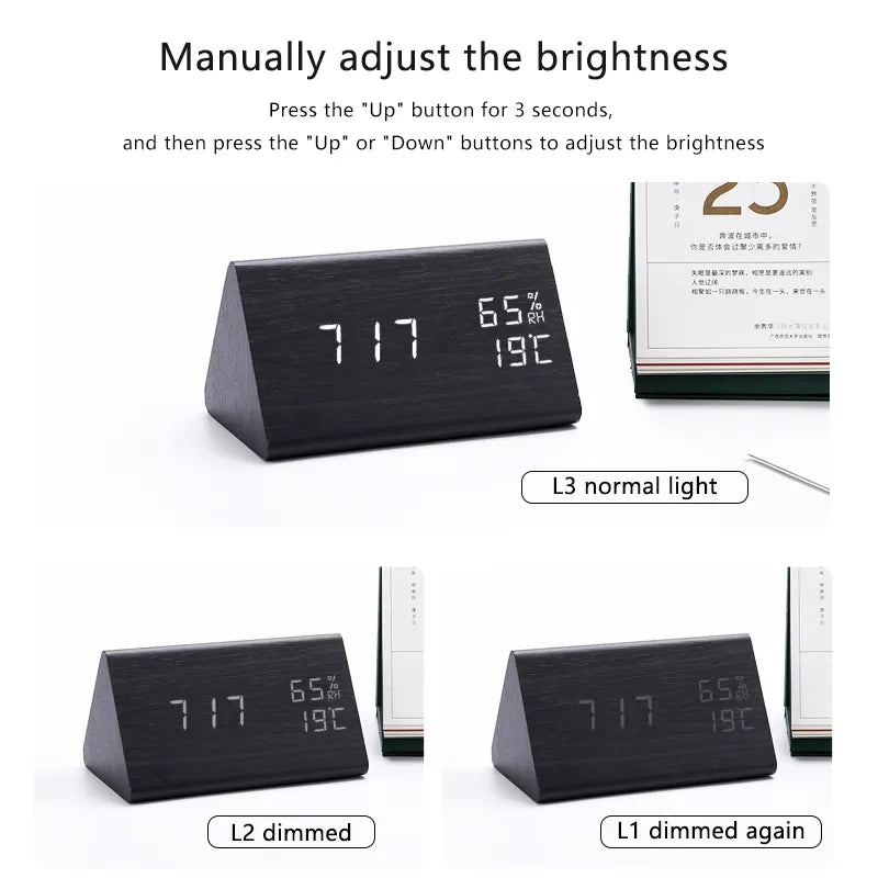 Minimalist Wooden Digital Alarm Clock
