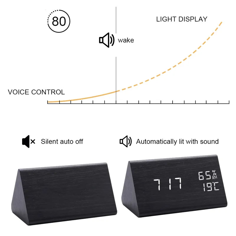Minimalist Wooden Digital Alarm Clock