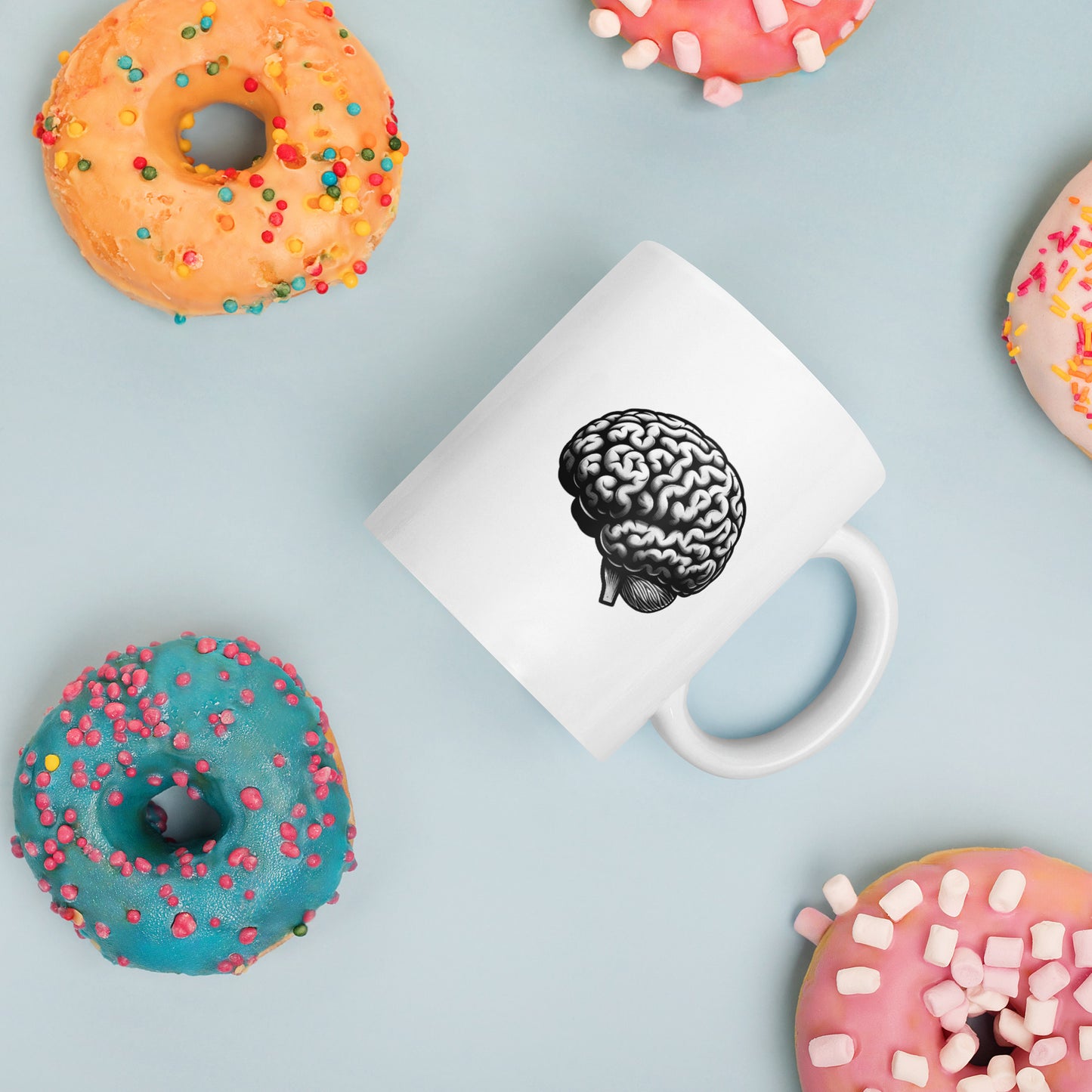 White glossy "Think More" mug