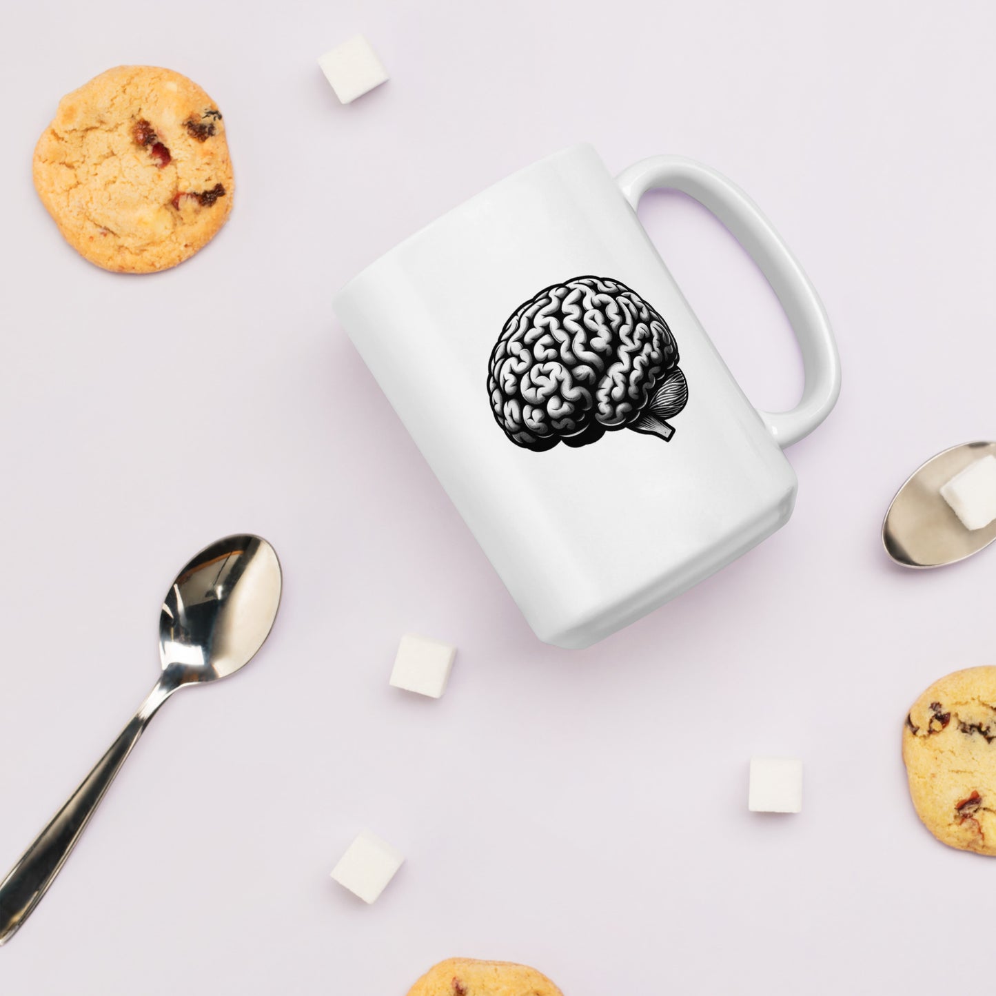 White glossy "Think More" mug