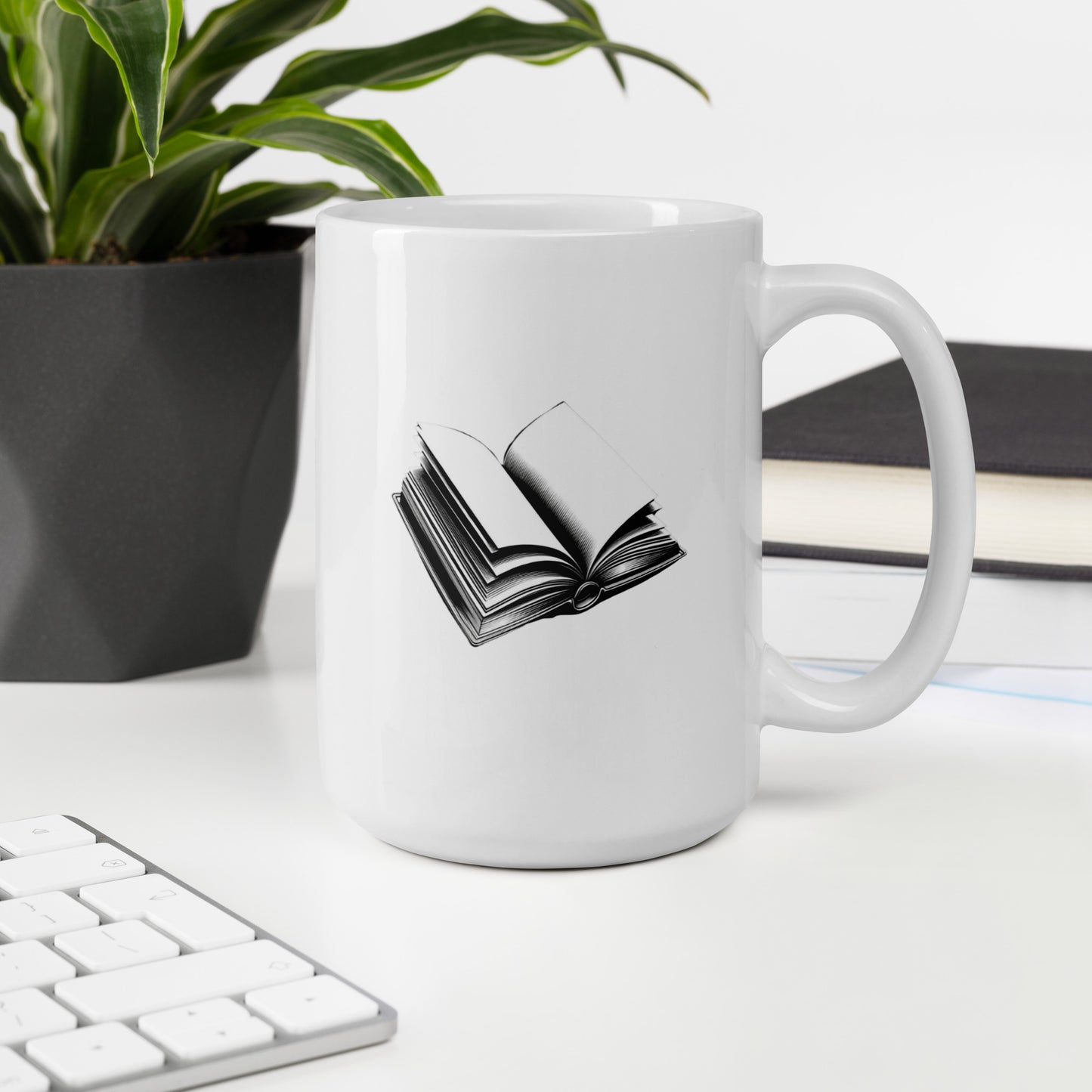 White glossy "Read more" mug